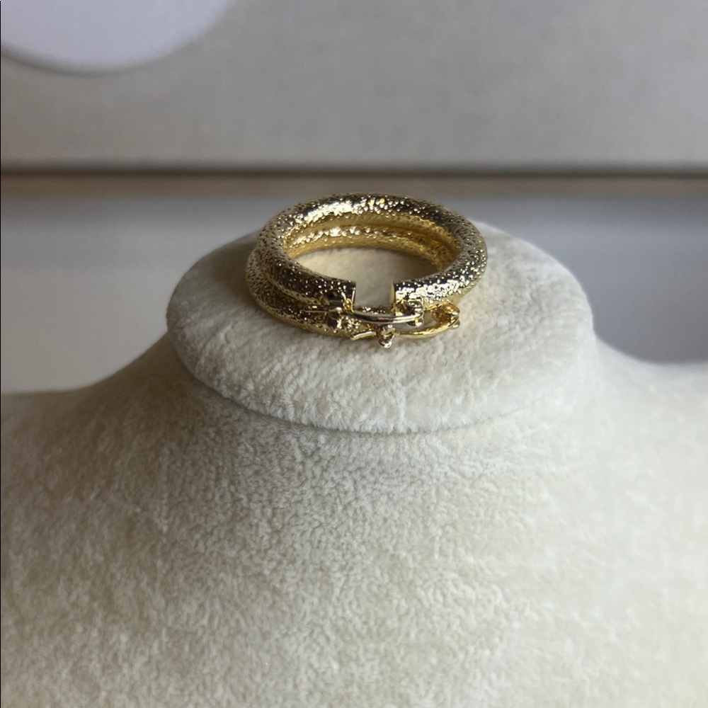 Elegant Gold Textured Women's Hoops Earings